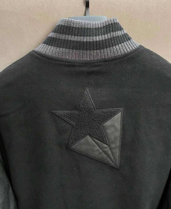 Modern Varsity Jacket Fashionable Take on Letterman Style Wool Body Leather Sleeves Great for Streetwear Trends - Product Image 6