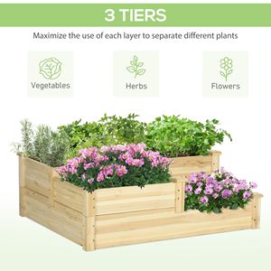 "Natural Fir 3-Tier Raised Flower Bed <b>Planter</b> <b>Box</b> 42.5"x34.75"x14.25" Open Bottom for Plants" - Product Image 4