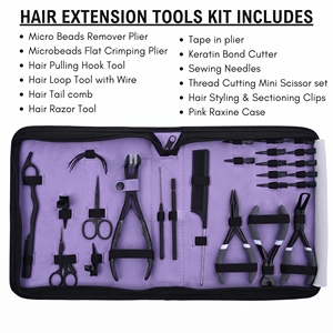 Kit d'outils professionnels pour extensions capillaires avec pince à micro-perles, applicateur de ruban adhésif, coupe-ruban et peigne - Product Image 2