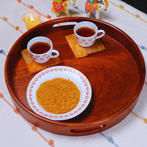 Plateau de service décoratif en bois de manguier avec poignées Plateau en bois Plateau polyvalent pour cuisine quotidienne Salle à manger Maison Fête Utilitaire - Product Image 5