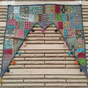 Cortina Banjara india ecológica bordada para colgar en la puerta, de algodón, hecha a mano, estilo vintage, patchwork, toran, decorativa, estilo gitano. - Product Image 2