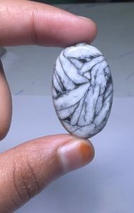 Cabochon de Jaspe Pinolithe Naturel, Pierre Précieuse en Cristal pour Création de Bijoux, Fourniture de Pierres de Guérison, Blanc et Noir - Product Image 1