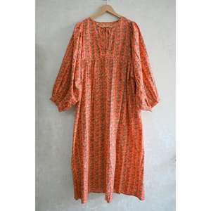 Vestido Maxi de Algodón 100% con Estampado Floral a Mano, Cuello Profundo, Cintura Natural, Lavable, Ligero, Ropa Casual de Verano para Mujer - Product Image 5