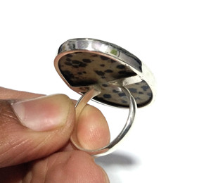 Anillo Bohemio Cuadrado de Plata de Ley 925 con Jaspe Dálmata Natural, Joyería Artesanal con Piedras Preciosas para Bodas y Moda - Product Image 6