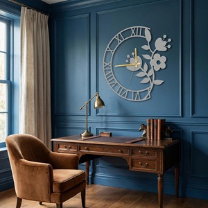 Elegant Semi Circle Floral <b>Design</b> <b>Wall</b> <b>Clock</b> Ideal For Bedroom And Dressing Area Adds Soft And Stylish Touch From India - Product Image 6