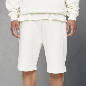 Shorts Bermuda en Coton Blanc pour Homme, Taille Élastique, Couleur Unie, Respirant, Tissu Tissé, Coupe Décontractée - Product Image 6