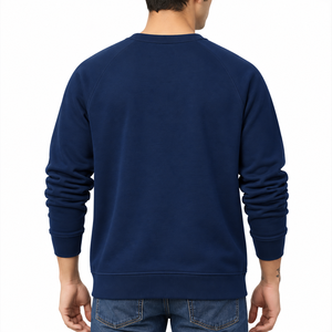 Sweat-shirt à col rond pour homme, coupe classique, bleu marine, manches raglan, en coton, style décontracté pour l'automne, imprimé montagne, Explore More - Product Image 2