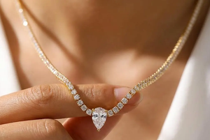 Luxury Pear and Round Moissanite Pendant Tennis Necklace <b>Iced</b> Out <b>Chain</b> Hip Hop Jewellery Romantic Bridal Gift - Product Image 3