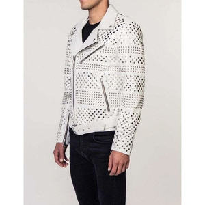 แจ็คเก็ตหนังแท้สไตล์วินเทจแบบยูนิเซ็กส์สีดำประดับหมุดทรงนักขี่มอเตอร์ไซค์  ตกแต่งด้วยหนามแหลมทรงกรวย  สไตล์พังก์ - Product Image 5