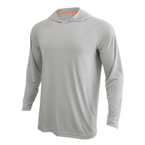 Men's UPF 50 Anti-UV Long Sleeve Hooded <b>Fishing</b> <b>Shirt</b> Solid Color Polyester Pullover Outdoor Wear - Product Image 5