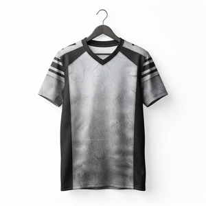 Camiseta de Fútbol Americano Personalizada para Hombre, Sublimada, Gris, con Estampado de Rallas, Uniforme Deportivo, Manga Corta, Ropa Deportiva Profesional - Product Image 3
