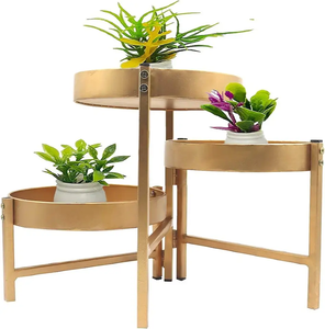 Support de plantes en métal, support rond pour pots de fleurs, présentoir pour la décoration de la maison et du jardin - Product Image 1