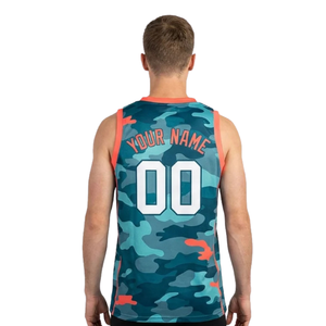 Kit de basketball camouflage : Short ajusté uni et maillot sans manches col en V pour homme, avec bordure contrastante et numéros de joueur 100 % personnalisables - Product Image 4