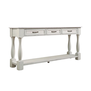 White Wooden <b>Console</b> <b>Table</b> 3 Drawers <b>Storage</b> <b>Table</b> with Bottom Shelf Solid Wood Entryway Hallway Sofa <b>Table</b> Classic Design Fur - Product Image 2