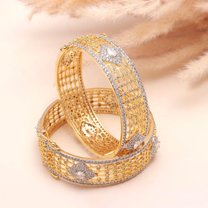 Traditional Indian CZ Kada <b>Bangle</b> 22K Gold Plated American Diamond <b>Bracelet</b> Bridal Party Wear Jewelry for Women - Product Image 3