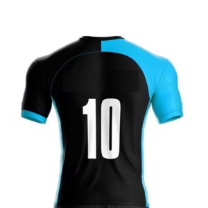 Unisex Black Blue Striped Soccer Jersey Set V-Neck Short Sleeve Moisture Wicking Polyester Uniform All Seasons Athletic Wear - Product Image 2