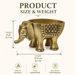 Tendance du moment : Vase de table éléphant en aluminium fait main, design moderne, finition dorée, écologique, bol décoratif pour l'inauguration de maison - Product Image 6
