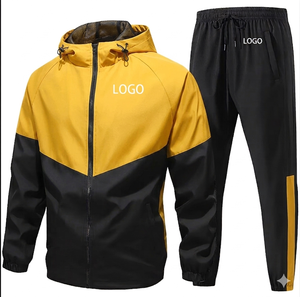 Custom Logo Men Sports Tracksuit Solid <b>Zip</b> <b>Hooded</b> Jacket Breathable Sweat-Wicking Polyester Midweight Woven Tracksuits - Product Image 5