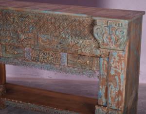 Meilleure collection d'armoires consoles en bois faites à la main de style antique avec étagère de rangement, art himalayen antique - Product Image 3