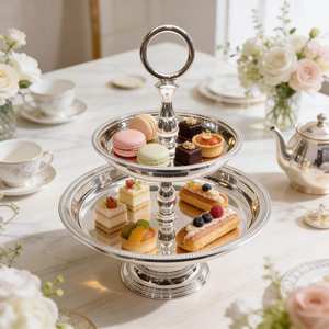 Support à gâteau en métal de luxe pour la présentation de desserts de mariage - Product Image 1
