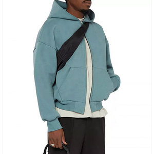 Sweat à capuche unisexe oversize en polaire avec imprimé araignée, double fermeture éclair, épaules tombantes, écologique, respirant, avec poche - Product Image 4