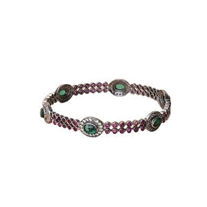 925 Sterling Silver Oxidised Plated Stone Studded Custom Design Women Kada Style Bangles at Wholesale Price from Indian Vendor - Product Image 1