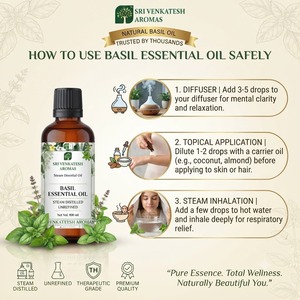 Basil <b>Essential</b> <b>Oil</b> Steam Distilled Botanical <b>Oil</b> for Cosmetic Fragrance Personal Care Formulations Bulk Supply OEM ODM Export - Product Image 3