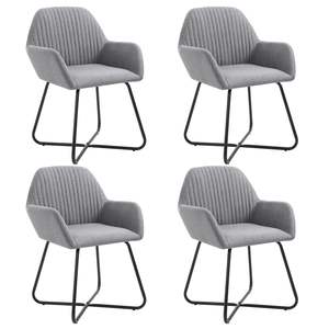 Ensemble de 4 chaises de salle à manger en tissu gris clair avec structure en acier thermolaqué, élégantes et durables, pour la décoration de la maison - Product Image 1