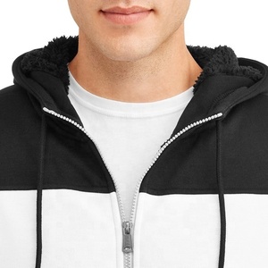 Sudadera con capucha de manga larga para hombre, de lana, informal, con cremallera, bloque de Color - Product Image 2