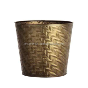 <b>Wooden</b> Base Home Decorative Galvanized <b>Planter</b> Pot - Product Image 4
