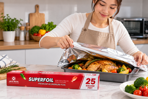 เจียมาตา JM425 ฟอยล์อลูมิเนียมพรีเมียม ซุปเปอร์ฟอยล์ 25 SF ขนาด 7.6 ม. x 30.4 ซม. สำหรับใช้ในครัวเรือน อบขนม ทำอาหาร และเก็บรักษาอาหาร - Product Image 5