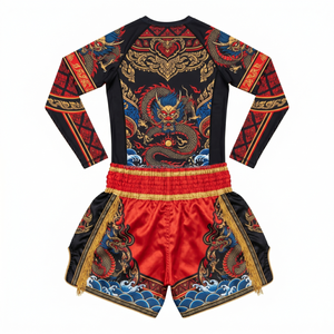 Conjunto de Pantalones Cortos de Muay Thai Personalizados, Equipo de Boxeo, Pantalones de Kickboxing, Traje de MMA, Rashguard, Marca Privada OEM - Product Image 2