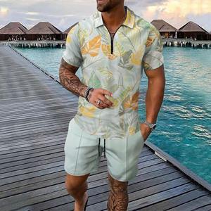 Conjunto de Camiseta Polo con Cierre y Pantalones Cortos con Estampado de Coco para Hombre, Personalizado y Superventas - Product Image 3