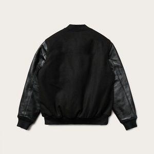 <b>High</b> Quality Men Varsity Jacket Custom Solid Color 100% Genuine <b>Leather</b> Fabric Made Varsity Jackets For Men - Product Image 2