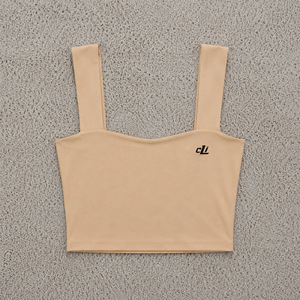 Camiseta de mujer con cuello cuadrado y tirantes anchos y gruesos, top corto de color liso sin mangas, tejido, OEM, personalizado, ajuste ceñido, para verano, venta al por mayor - Product Image 3
