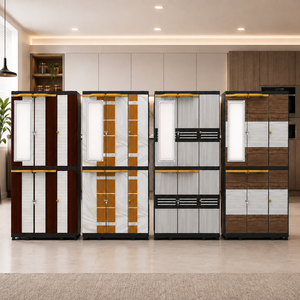 Naiba Mega Portable <b>Plastic</b> Cabinet/Wardrobe with Brown Gray Wood Style Doors & <b>Mirror</b> Suitable for Clothing & Bedroom Storage - Product Image 4