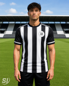 Camiseta de Fútbol Personalizada con Rayas Blancas y Negras, Sublimación, Nombre del Equipo, Número Impreso, Secado Rápido, Uniforme al por Mayor OEM - Product Image 3