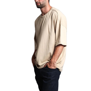 T-shirt en coton pour homme, coupe standard, avec poche avant, col rond, manches courtes, vêtements décontractés de qualité supérieure, OEM ODM - Product Image 3