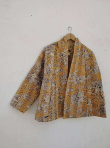 Women's Floral Kantha Cotton Cardigan <b>Kimono</b> Robe Breathable Quick Dry Drawstring Summer Beachwear <b>Jacket</b> - Product Image 2
