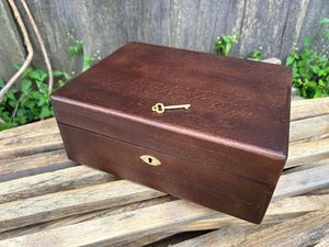 Caja de Joyería de Madera Vintage, Rectangular, con Tapa con Bisagras y Cierre, para Artesanías, Recuerdos de Boda, Organizador de Escritorio, Regalo - Product Image 1