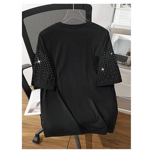 Men's Oversized 100% Cotton Rhinestone Glitter Print Crewneck Short Sleeve Breathable Casual Summer <b>Tops</b> <b>Sparkly</b> Bling Graphic - Product Image 2