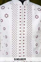 Sherwani formel pour homme, bleu prussien, orné de perles à la main, style indo-occidental, avec motifs floraux complexes et tissu en mélange de soie de qualité supérieure
