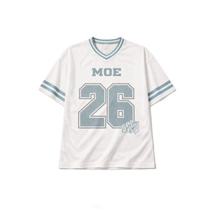 Camiseta de fútbol americano de malla oversize con cuello redondo, poliéster, números desgastados, mangas con rayas, personalización de marca, producción con MOQ bajo - Product Image 2