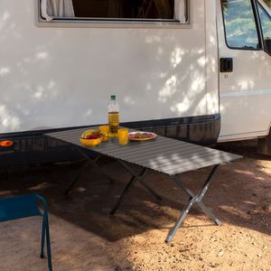 Table de camping pliable portable pour le camping en plein air, les pique-niques, les voyages, la salle de sport, l'utilisation en parc - Table d'appoint légère à roulettes pour les fêtes de barbecue dans la cour - Product Image 6
