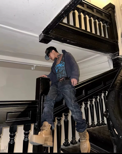 Botas Utilitarias de Diseño para Hombre, de Cuero Vacuno de Alta Calidad, Color Caqui, con Ojales Dorados, Suela Gruesa con Revestimiento Azul, Térmicas para el <span class=keywords><strong>Trabajo</strong></span> - Product Image 6