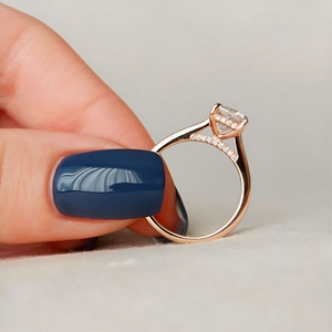 Anillo de Compromiso Solitario con Corte Cojín y Halo Oculto, Diamante Cultivado en Laboratorio con Certificación IGI, Plata de Ley 925, Chapado en Oro Rosa de 10K, para Mujer - Product Image 4