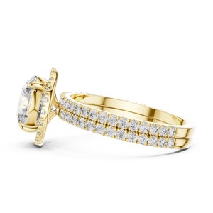 Anillo de Compromiso Romántico de Diamante Cultivado en Laboratorio con Certificación IGI de Oro de 18k, Corte Brillante de 2.00 Quilates, Banda con Micro Pavé en el Centro - Product Image 3