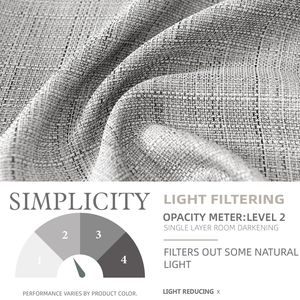 84-Inch <b>Light</b> Grey Linen Textured <b>Window</b> Curtain Set Grommet Top 2 Panels <b>Light</b> Filtering Drapes for Bedroom & Living Room - Product Image 2