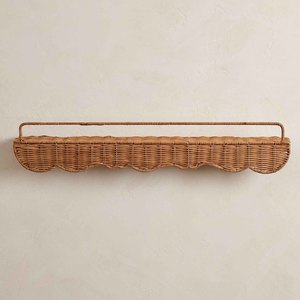 Webbing cane cosmetic display <b>rack</b> decorative floating <b>shelf</b> natural rattan <b>racks</b> for bedrooms - Product Image 3