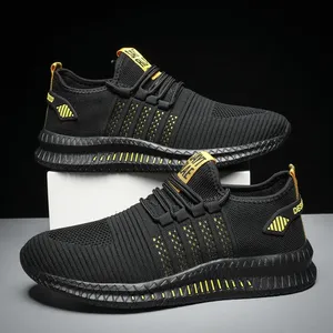 Chaussures de tennis et de marche de luxe pour hommes, noires et orange, en maille respirante, à lacets, avec semelle intermédiaire en cuir véritable et semelle extérieure en EVA, style camouflage - Product Image 4